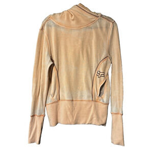 Fox Pullover Hoodie Womens Sz M Light‎ Orange Y2K Racing Moto Logo Burnout